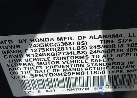 2014 Acura Mdx from USA, damaged, VIN 5FRYD3H29EB011858
